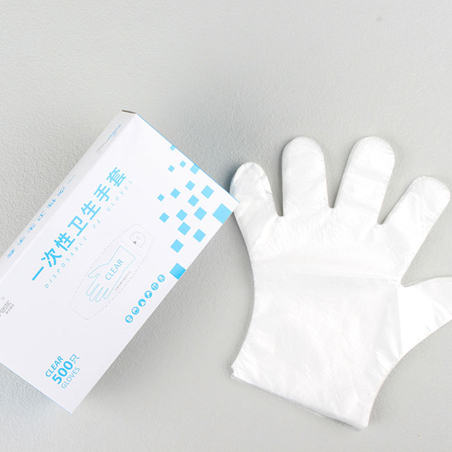 Guantes desechables de PE en bolsas Protección personal, limpieza, lavado, guantes de plástico para el hogar Caja grande 500 unids/caja