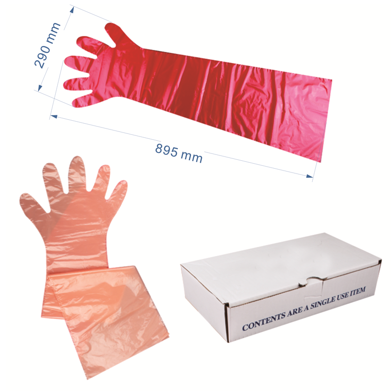 Guantes VET de brazo completo, guantes largos desechables de PE de manga larga para veterinarios, guantes antiperforación impermeables estirables